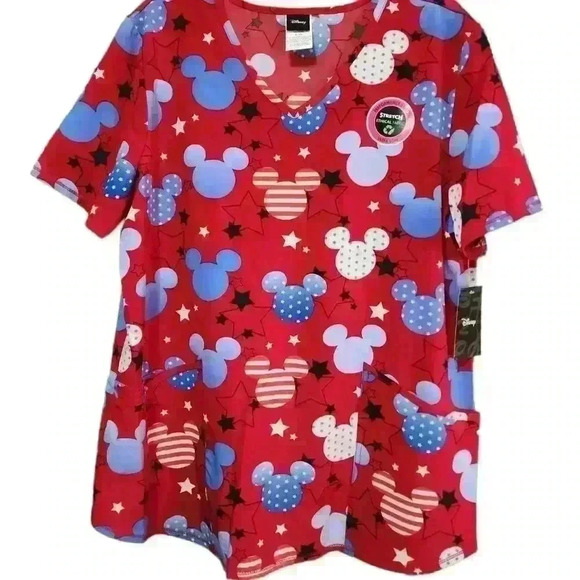 NWT Scrubstar WomensTop V-Neck Scrub Ultra Soft Size L, 3XL Disney Mickey - Picture 10 of 10